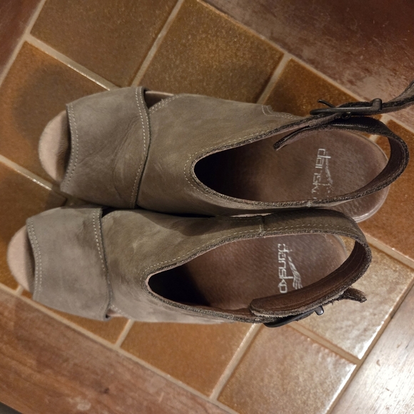 Dansko Taupe Wedge Sandals - Picture 2 of 4